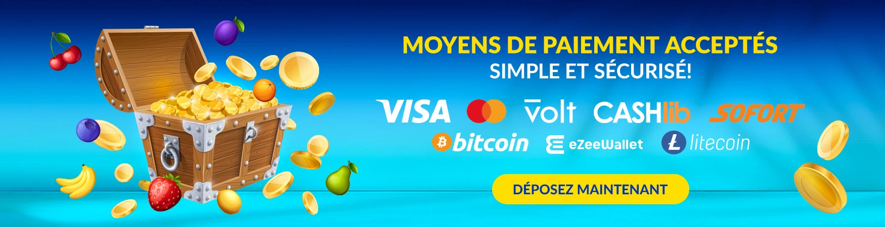 Available deposit methods at Lucky Treasure Casino